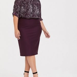 NWOT Burgundy purple ponte relaxed pencil Skirt
